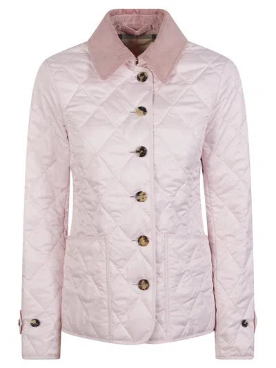 Burberry Light Pink Quilted Shirt Collar Jacket