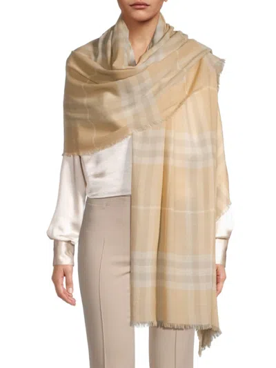 Burberry Women's Lightweight Check Wool Scarf In Flax