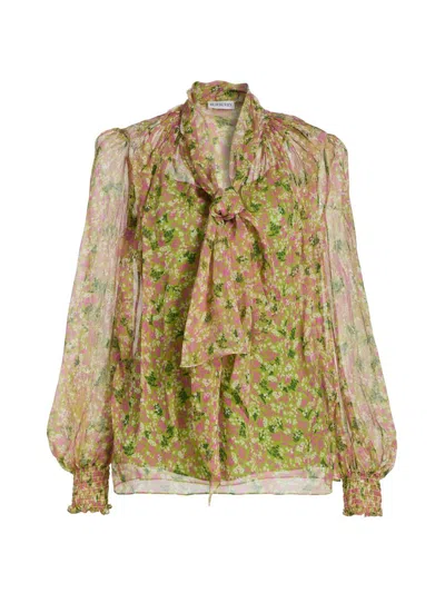 Burberry Women's Lila Ditsy Floral Silk Tie Blouse In Multi
