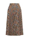 Burberry Women Linden Check Wool Blend Pleated Skirt In Multi
