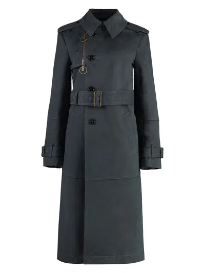 BURBERRY WOMEN'S LONG ASH-COLOURED COTTON AND NYLON TRENCH COAT