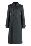 Burberry Cotton Blend Trench With Burrberry Check Lining In Black
