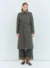 Burberry Women Long Cotton Nylon Trench Coat In Gray