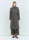 Burberry Women Long Cotton Nylon Trench Coat In Gray