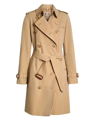 Burberry Button Detailed Kensington Trench Coat In Brown