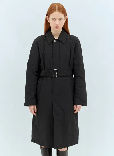Burberry Women Long Nylon Cotton Padded Car Coat In Black