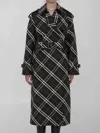 Burberry Women Long Trench Coat In Cotton Blend
