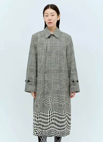 Burberry Women Long Warped Houndstooth Car Coat In Pattern
