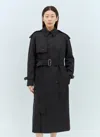 Burberry Women Long Wool Trench Coat In Gray