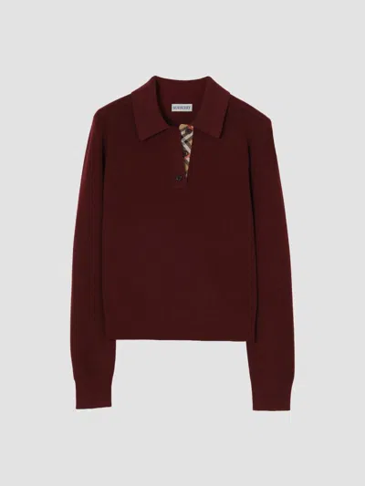 Burberry Women's Mandy Wool Long-sleeve Polo Shirt In Grape Purple