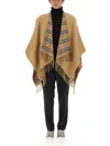 Burberry Women Mantella Reversibile In Lana Check In Brown