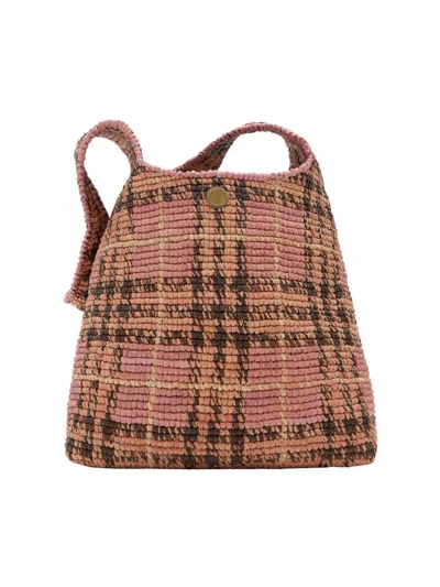 Burberry Raffia Margate Shoulder Bag In Pink