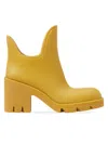 Burberry Mustard Rubber Boots With Check Lining And Round Toe For Women In Manilla