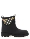 Burberry Marsh Stamp Checked Nylon-trimmed Rubber Ankle Boots In Black