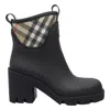 Burberry Marsh Stamp Checked Nylon-trimmed Rubber Ankle Boots In Black