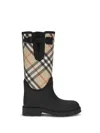 Burberry Rubber Marsh Checked Nylon And Rubber Rain Boots In Black