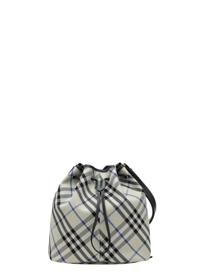 BURBERRY WOMEN'S MEDIUM BUCKET BAG WITH LICHEN-COLOUR CHECK PATTERN
