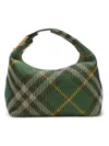 Burberry Medium Peg Check-pattern Shoulder Bag In Green