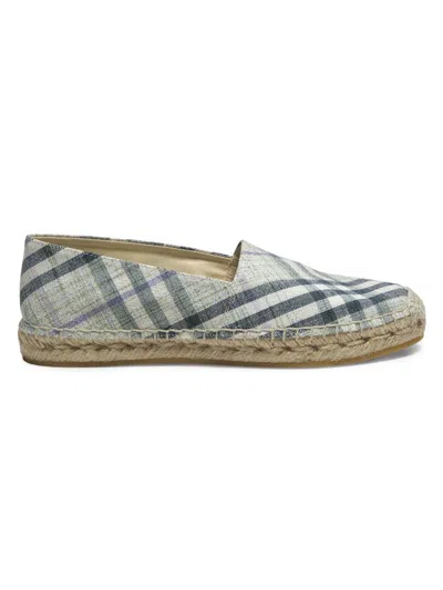 Burberry Women's Mews Linen Check Espadrille Flats In Gray