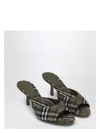 Burberry Khaki Check Linen Blend Mews High Mules