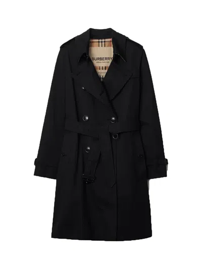 Burberry Women Mid-length Kensington Heritage Trench Coat In Black