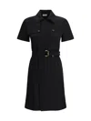 Burberry Waist Belted Midi Dress With Button Detailing In Black