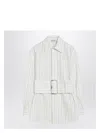 Burberry Belted Pinstriped Cotton-poplin Shirt