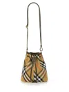 Burberry Women Mini "check" Bucket Bag In Cream