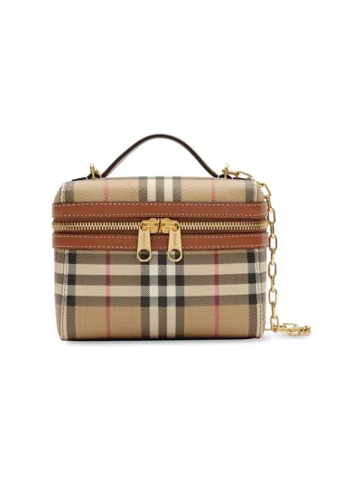 Burberry Women's Mini Check Vanity Bag In Archive Beige