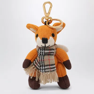 Burberry Women's Mini Fox Scarf Charm Keyring In Pumpkin