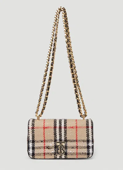 Burberry Women Mini Lola Vintage Check Shoulder Bag In Cream