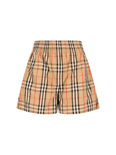 Burberry Women's Mini Shorts With Piping And Pockets - Size 6 In Beige