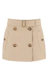 Burberry Gabardine Mini Trench Skirt In Beige