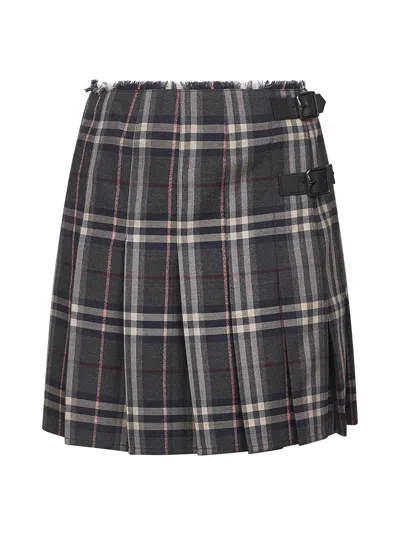 BURBERRY BURBERRY WOMEN MULTICOLOR CHECK WOOL MINI KILT