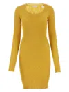 Burberry Mustard Stretch Wool Blend Dress