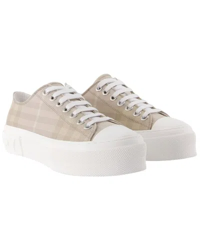 Pre-owned Burberry Women's Nylon Sneakers Jack Large Check (authentic Pre-loved)