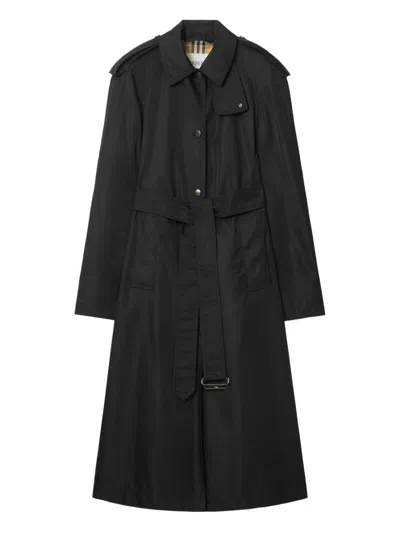 Burberry Women Nylon Trench Coat In Black