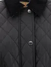 Burberry Women 'oldham' Black Quilted Jacket With Corduroy Collar In Tech Fabric Woman