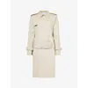 BURBERRY BURBERRY WOMEN'S OAT DOUBLE-BREASTED COLLAR COTTON AND SILK-BLEND COAT