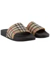 Burberry Brown Slides Sandals With Vintage Check Motif In Polyurethane In Multi