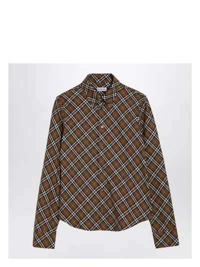 BURBERRY WOMEN'S OXID-COLOURED CHECK COTTON SHIRT