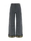 Burberry Women's Cinder Cotton And Nylon Trousers With  Check Cuffs In Multicolor