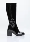 Burberry Stride Patent Leather Knee-high Boots In Black