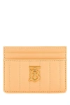 Burberry Women Peach Leather Lola Card Holder In Orange