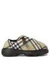 Burberry Printed Fabric Pillow Check Slip Ons In Black