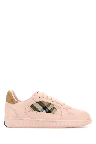 Burberry Women Pink Leather Terrace Sneakers