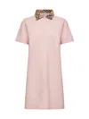 Burberry Piquet Polo Dress Checked Collar Short Sleeves In Multi
