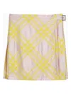 Burberry Pink And Yellow Kilt With Check Pattern Skirt For Women Ss24 In Pink