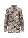 Burberry Check Pattern Wool Blend Shirt In Brown