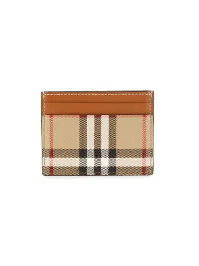Burberry Women's Plaid Leather Card Case In Arch